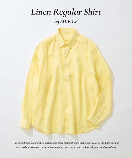 EDIFICE（エディフィス）の「シアー リネン レギュラーカラーシャツ（シャツ/ブラウス・メンズ・イエロー/ホワイト/ライトグリーン/ブラック/グレー/ブルー・SMALL/MEDIUM/LARGE）」の6枚目の写真