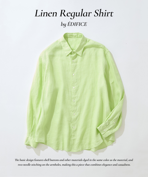 EDIFICE（エディフィス）の「シアー リネン レギュラーカラーシャツ（シャツ/ブラウス・メンズ・イエロー/ホワイト/ライトグリーン/ブラック/グレー/ブルー・SMALL/MEDIUM/LARGE）」の4枚目の写真