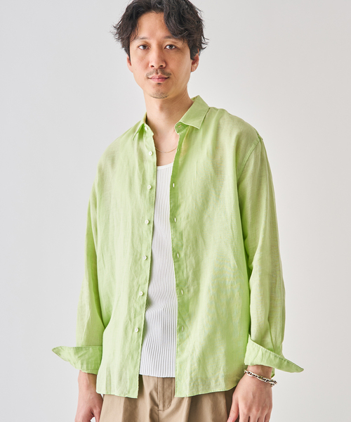 EDIFICE（エディフィス）の「シアー リネン レギュラーカラーシャツ（シャツ/ブラウス・メンズ・イエロー/ホワイト/ライトグリーン/ブラック/グレー/ブルー・SMALL/MEDIUM/LARGE）」の7枚目の写真