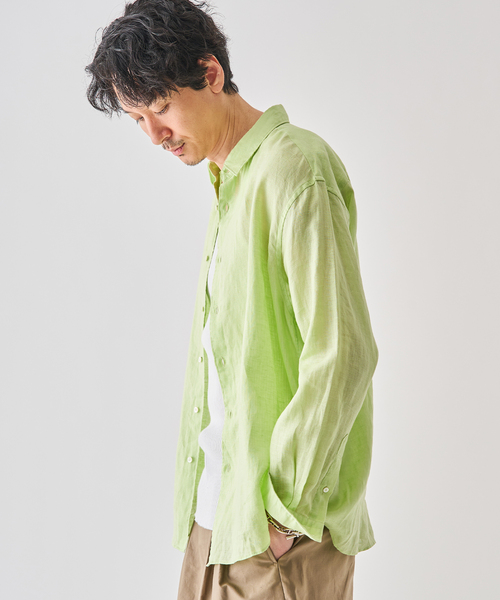 EDIFICE（エディフィス）の「シアー リネン レギュラーカラーシャツ（シャツ/ブラウス・メンズ・イエロー/ホワイト/ライトグリーン/ブラック/グレー/ブルー・SMALL/MEDIUM/LARGE）」の8枚目の写真