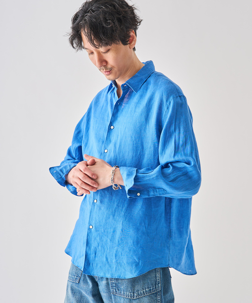 EDIFICE（エディフィス）の「シアー リネン レギュラーカラーシャツ（シャツ/ブラウス・メンズ・イエロー/ホワイト/ライトグリーン/ブラック/グレー/ブルー・SMALL/MEDIUM/LARGE）」の14枚目の写真