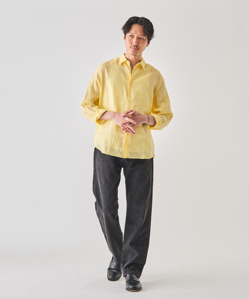 EDIFICE（エディフィス）の「シアー リネン レギュラーカラーシャツ（シャツ/ブラウス・メンズ・イエロー/ホワイト/ライトグリーン/ブラック/グレー/ブルー・SMALL/MEDIUM/LARGE）」の17枚目の写真