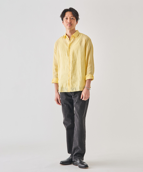 EDIFICE（エディフィス）の「シアー リネン レギュラーカラーシャツ（シャツ/ブラウス・メンズ・イエロー/ホワイト/ライトグリーン/ブラック/グレー/ブルー・SMALL/MEDIUM/LARGE）」の18枚目の写真