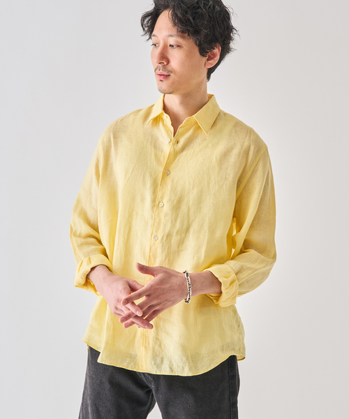 EDIFICE（エディフィス）の「シアー リネン レギュラーカラーシャツ（シャツ/ブラウス・メンズ・イエロー/ホワイト/ライトグリーン/ブラック/グレー/ブルー・SMALL/MEDIUM/LARGE）」の19枚目の写真