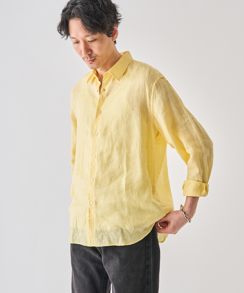 EDIFICE（エディフィス）の「シアー リネン レギュラーカラーシャツ（シャツ/ブラウス・メンズ・イエロー/ホワイト/ライトグリーン/ブラック/グレー/ブルー・SMALL/MEDIUM/LARGE）」の20枚目の写真