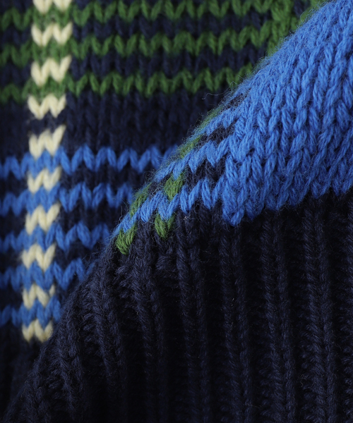 BOTT（ボット）の「BoTT / ボット Checked Knit（ニット/セーター・メンズ・アイボリー/ネイビー・MEDIUM/LARGE）」の7枚目の写真