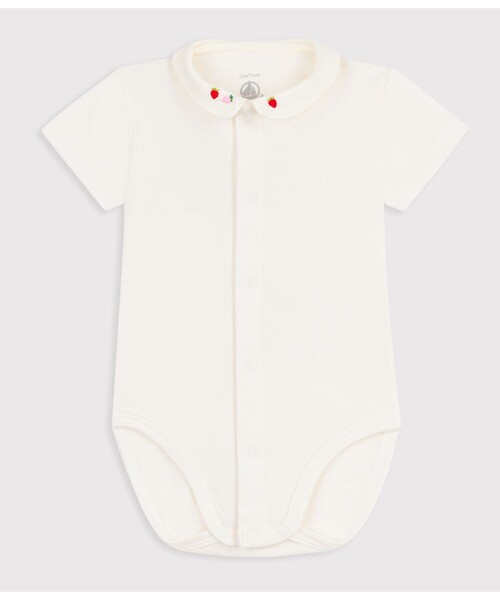 PETIT BATEAU(プチバトー)の「衿つき半袖ボディ(ロンパース・キッズ・ホワイト×ブルー/ホワイト×ピンク・6MONTH/12MONTH/18MONTH)」の2枚目の写真
