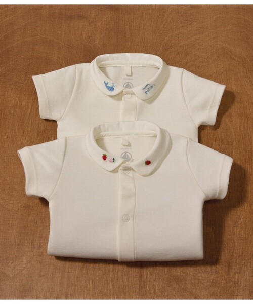 PETIT BATEAU(プチバトー)の「衿つき半袖ボディ(ロンパース・キッズ・ホワイト×ブルー/ホワイト×ピンク・6MONTH/12MONTH/18MONTH)」の5枚目の写真