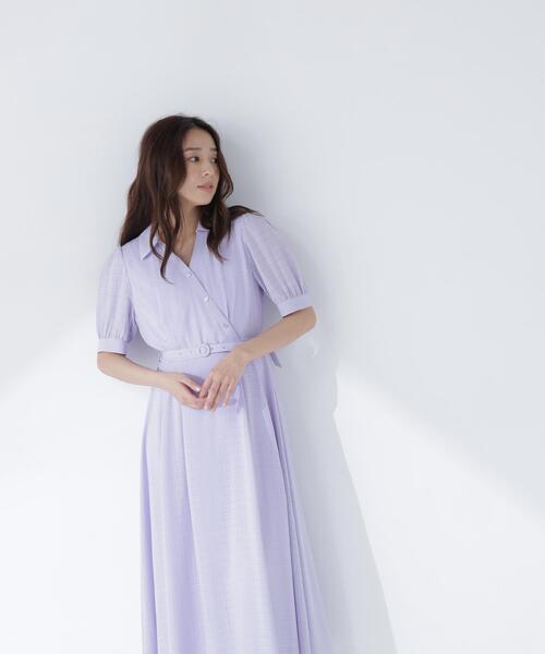 NATURAL BEAUTY BASIC(ナチュラルビューティーベーシック)の「シャドーチェックカシュクールワンピース(ワンピース・レディース・ネイビー/ラベンダー/ベージュ・P/S/MEDIUM)」の14枚目の写真
