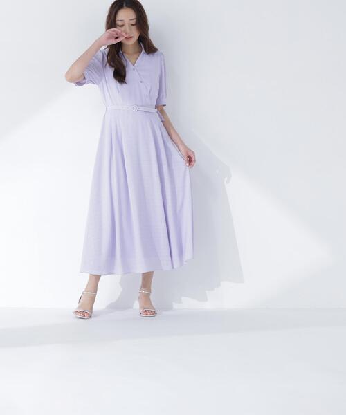 NATURAL BEAUTY BASIC(ナチュラルビューティーベーシック)の「シャドーチェックカシュクールワンピース(ワンピース・レディース・ネイビー/ラベンダー/ベージュ・P/S/MEDIUM)」の15枚目の写真