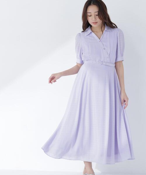 NATURAL BEAUTY BASIC(ナチュラルビューティーベーシック)の「シャドーチェックカシュクールワンピース(ワンピース・レディース・ネイビー/ラベンダー/ベージュ・P/S/MEDIUM)」の18枚目の写真