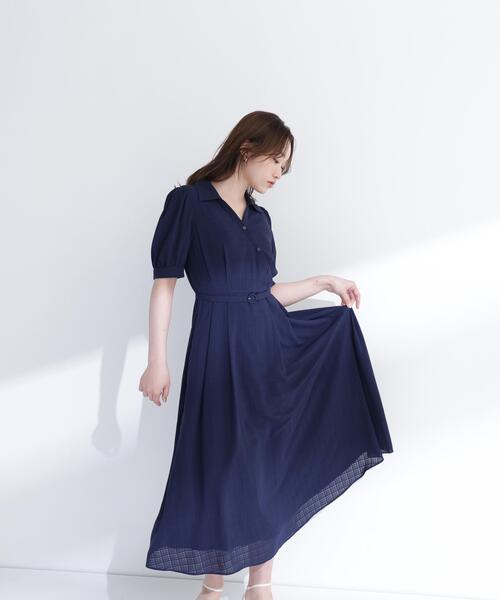 NATURAL BEAUTY BASIC(ナチュラルビューティーベーシック)の「シャドーチェックカシュクールワンピース(ワンピース・レディース・ネイビー/ラベンダー/ベージュ・P/S/MEDIUM)」の10枚目の写真