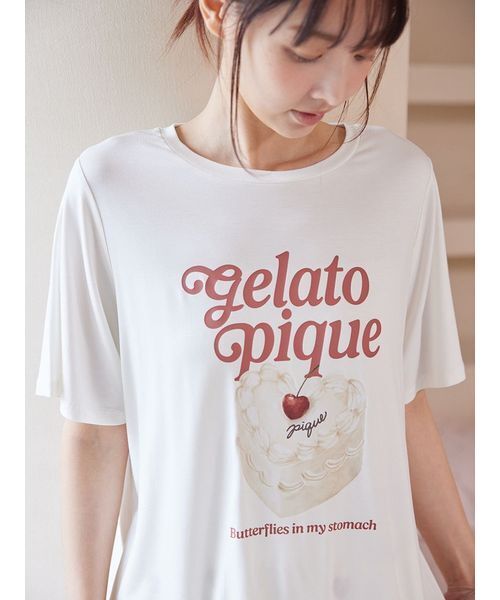 ONLINE限定】【接触冷感】ケーキワンポイントTシャツ&ハート柄ショート