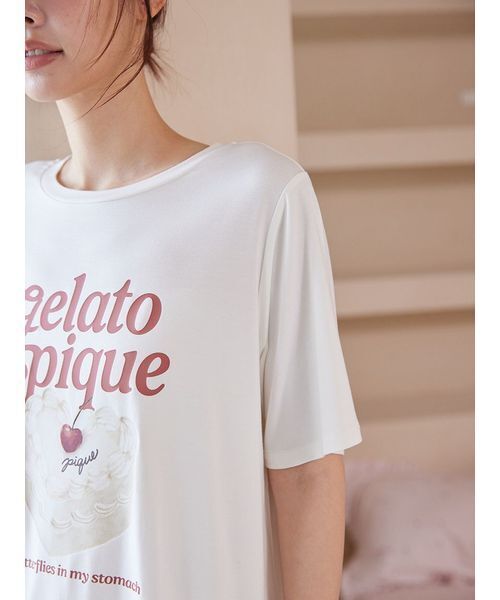 ONLINE限定】【接触冷感】ケーキワンポイントTシャツ&ハート柄ショート