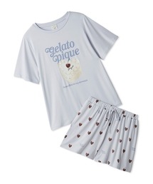 gelato pique（ジェラートピケ）の「【ONLINE限定】【接触冷感】ケーキワンポイントTシャツ&ハート柄ショートパンツセット（ルームウェア/パジャマ）」