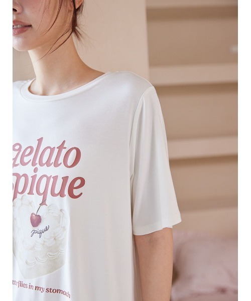 ONLINE限定】【接触冷感】ケーキワンポイントTシャツ&ハート柄ショート
