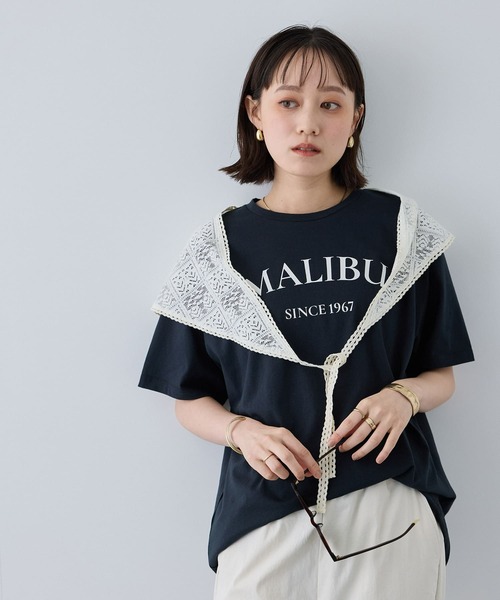 CROSS FUNCTION(クロスファンクション)の「《UV・接触冷感》エブ楽 MALIBUロゴデザインTシャツ【CROSS FUNCTION/クロスファンクション】(Tシャツ/カットソー・レディース・ホワイト/チャコールグレー・M/LL/L)」の2枚目の写真