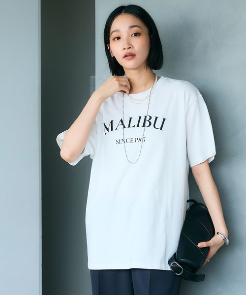 CROSS FUNCTION(クロスファンクション)の「《UV・接触冷感》エブ楽 MALIBUロゴデザインTシャツ【CROSS FUNCTION/クロスファンクション】(Tシャツ/カットソー・レディース・ホワイト/チャコールグレー・M/LL/L)」の3枚目の写真
