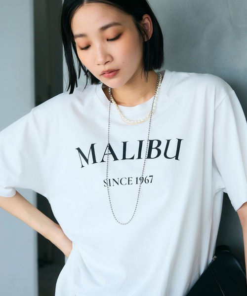 CROSS FUNCTION(クロスファンクション)の「《UV・接触冷感》エブ楽 MALIBUロゴデザインTシャツ【CROSS FUNCTION/クロスファンクション】(Tシャツ/カットソー・レディース・ホワイト/チャコールグレー・M/LL/L)」の4枚目の写真