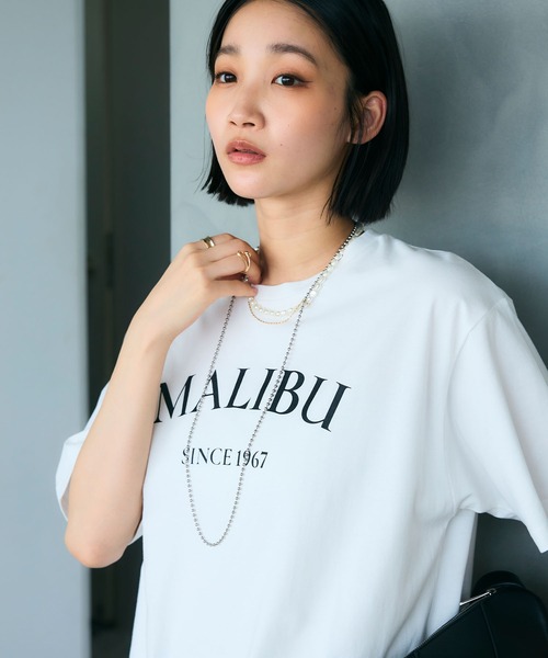 CROSS FUNCTION(クロスファンクション)の「《UV・接触冷感》エブ楽 MALIBUロゴデザインTシャツ【CROSS FUNCTION/クロスファンクション】(Tシャツ/カットソー・レディース・ホワイト/チャコールグレー・M/LL/L)」の5枚目の写真