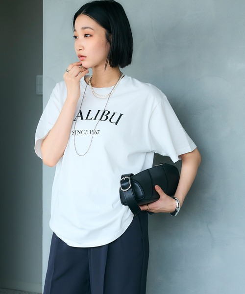 CROSS FUNCTION(クロスファンクション)の「《UV・接触冷感》エブ楽 MALIBUロゴデザインTシャツ【CROSS FUNCTION/クロスファンクション】(Tシャツ/カットソー・レディース・ホワイト/チャコールグレー・M/LL/L)」の7枚目の写真