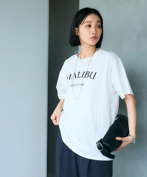 CROSS FUNCTION(クロスファンクション)の「《UV・接触冷感》エブ楽 MALIBUロゴデザインTシャツ【CROSS FUNCTION/クロスファンクション】(Tシャツ/カットソー・レディース・ホワイト/チャコールグレー・M/LL/L)」の6枚目の写真