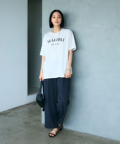 CROSS FUNCTION(クロスファンクション)の「《UV・接触冷感》エブ楽 MALIBUロゴデザインTシャツ【CROSS FUNCTION/クロスファンクション】(Tシャツ/カットソー・レディース・ホワイト/チャコールグレー・M/LL/L)」の8枚目の写真
