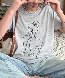 ラインアート刺繍 ニュアンスTEE
