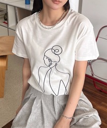 ラインアート刺繍 ニュアンスTEE