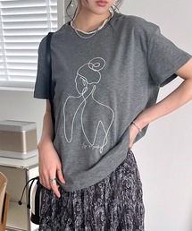 ラインアート刺繍 ニュアンスTEE