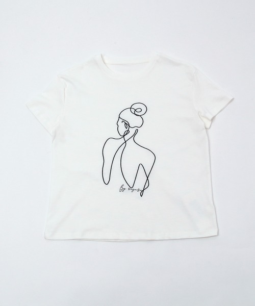 Rejoule(リジュール)の「ラインアート刺繍 ニュアンスTEE(Tシャツ/カットソー・レディース・ホワイト/グレー/チャコールグレー・FREE)」の14枚目の写真