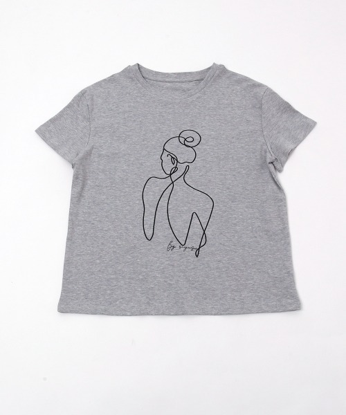 Rejoule(リジュール)の「ラインアート刺繍 ニュアンスTEE(Tシャツ/カットソー・レディース・ホワイト/グレー/チャコールグレー・FREE)」の16枚目の写真