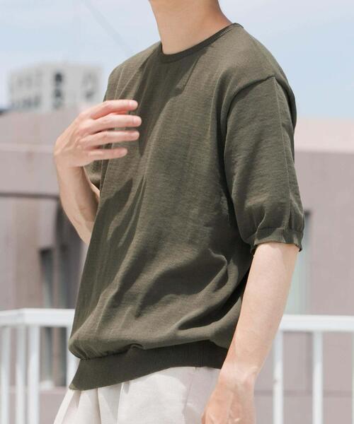 URBAN RESEARCH ROSSO MEN(アーバンリサーチロッソメン)の「『UR TECH』AIRDRY半袖クルーニット(ニット/セーター・メンズ・カーキ/チャコールグレー/ライトグレー/ネイビー・MEDIUM/LARGE/X-LARGE)」の19枚目の写真