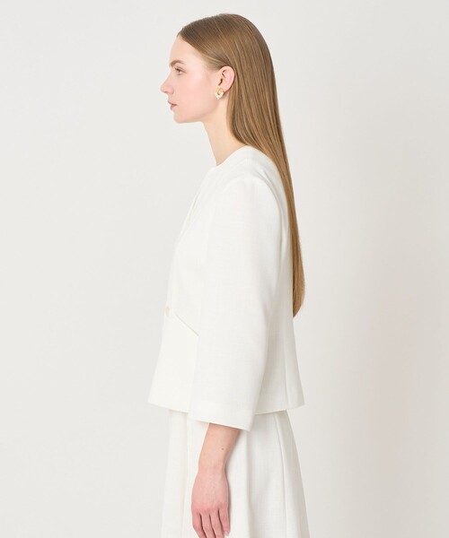 ANAYI(アナイ)の「カラミリネンライクノーカラー ジャケット〈セットアップ対応商品〉(ノーカラージャケット・レディース・ホワイト/ネイビー/ベージュ・38/36/34)」の15枚目の写真