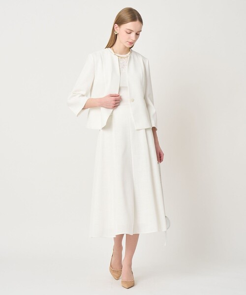 ANAYI(アナイ)の「カラミリネンライクノーカラー ジャケット〈セットアップ対応商品〉(ノーカラージャケット・レディース・ホワイト/ネイビー/ベージュ・38/36/34)」の18枚目の写真