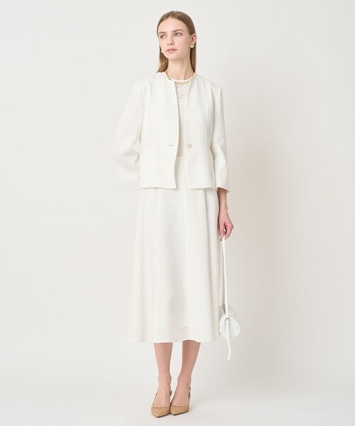 ANAYI(アナイ)の「カラミリネンライクノーカラー ジャケット〈セットアップ対応商品〉(ノーカラージャケット・レディース・ホワイト/ネイビー/ベージュ・38/36/34)」の19枚目の写真