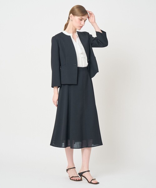 ANAYI(アナイ)の「カラミリネンライクノーカラー ジャケット〈セットアップ対応商品〉(ノーカラージャケット・レディース・ホワイト/ネイビー/ベージュ・38/36/34)」の22枚目の写真