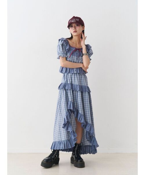 jouetie（ジュエティ）の「レースフリルアシメロングスカート【セットアップ対応】（スカート・レディース・ブラック/ブルー/オフホワイト・MEDIUM）」の18枚目の写真