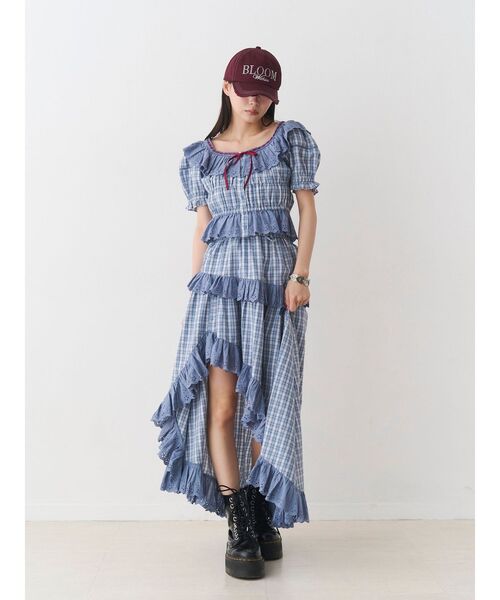 jouetie（ジュエティ）の「レースフリルアシメロングスカート【セットアップ対応】（スカート・レディース・ブラック/ブルー/オフホワイト・MEDIUM）」の19枚目の写真