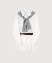 Belted Shirt One Piece With Shawl