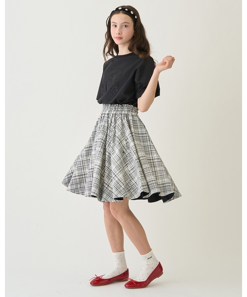 pom ponette junior(ポンポネットジュニア)の「【130cmあり】サーキュラースカート×【接触冷感】インナーパンツセット(スカート・キッズ・オフホワイト・S/M/L/LL)」の3枚目の写真