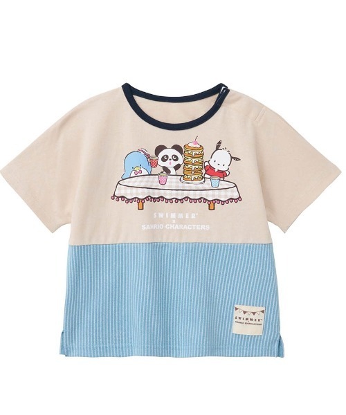SWIMMER(SWIMMER)の「SWIMMER×サンリオキャラクターズ 総柄切替えプリント半袖Tシャツ(Tシャツ/カットソー・キッズ・レッド系その他4/ベージュ系その他3・90/100/110/120)」の1枚目の写真