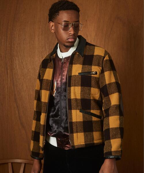 Schott(ショット)の「Schott/ショット/BUFFALO LEATHER COMBINATION JKT/バッファロー レザー コンビ ジャケット(ブルゾン・メンズ・レッド/ベージュ・L/M/2XL/XL)」の1枚目の写真