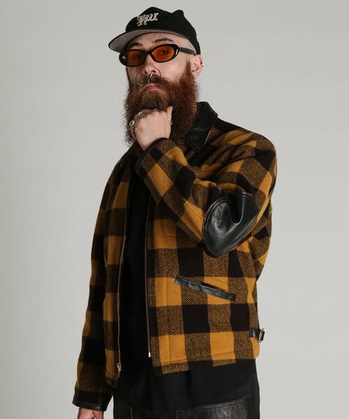 Schott(ショット)の「Schott/ショット/BUFFALO LEATHER COMBINATION JKT/バッファロー レザー コンビ ジャケット(ブルゾン・メンズ・レッド/ベージュ・L/M/2XL/XL)」の3枚目の写真
