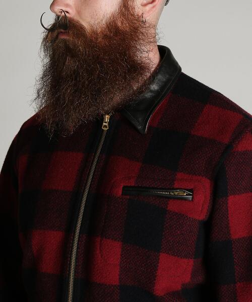 Schott(ショット)の「Schott/ショット/BUFFALO LEATHER COMBINATION JKT/バッファロー レザー コンビ ジャケット(ブルゾン・メンズ・レッド/ベージュ・L/M/2XL/XL)」の6枚目の写真