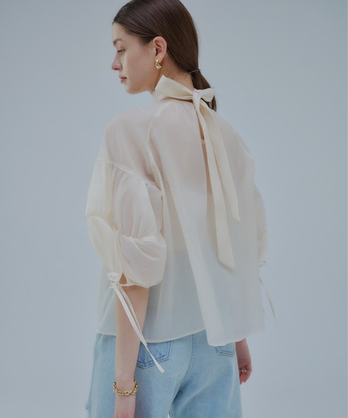 ORGUE(オルグ)の「Sheer puff blouse/シアーパフブラウス(シャツ/ブラウス・レディース・アイボリー/ブラック・FREE)」の10枚目の写真