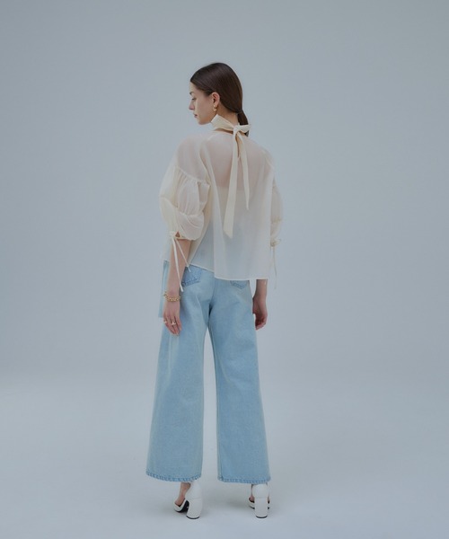 ORGUE(オルグ)の「Sheer puff blouse/シアーパフブラウス(シャツ/ブラウス・レディース・アイボリー/ブラック・FREE)」の7枚目の写真
