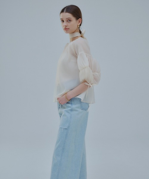 ORGUE(オルグ)の「Sheer puff blouse/シアーパフブラウス(シャツ/ブラウス・レディース・アイボリー/ブラック・FREE)」の11枚目の写真