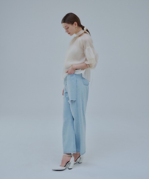 ORGUE(オルグ)の「Sheer puff blouse/シアーパフブラウス(シャツ/ブラウス・レディース・アイボリー/ブラック・FREE)」の8枚目の写真