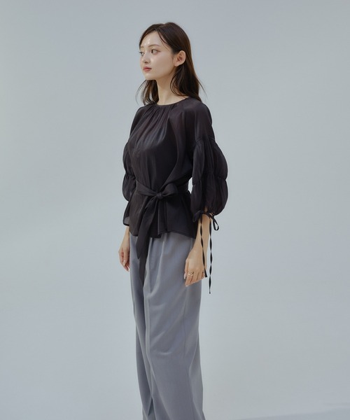 ORGUE(オルグ)の「Sheer puff blouse/シアーパフブラウス(シャツ/ブラウス・レディース・アイボリー/ブラック・FREE)」の3枚目の写真